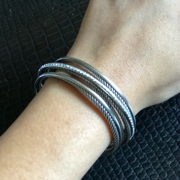 David Yurman crossover 4-row cuff with diamonds - Picture 3 of 7